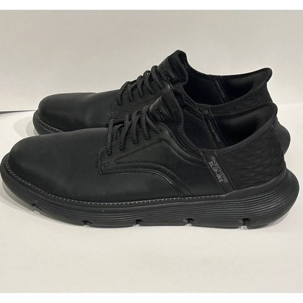 Skechers Slip-ins Garza Gervin Shoes Black Leather 205046W Comfort Men’s 13 Wide